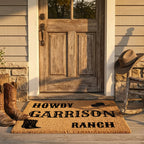 Personalized Ranch Doormat, Western Cowboy Welcome Mat, Custom Family Name Doormat, Rustic Farmhouse Entry Rug, Country Porch Decor