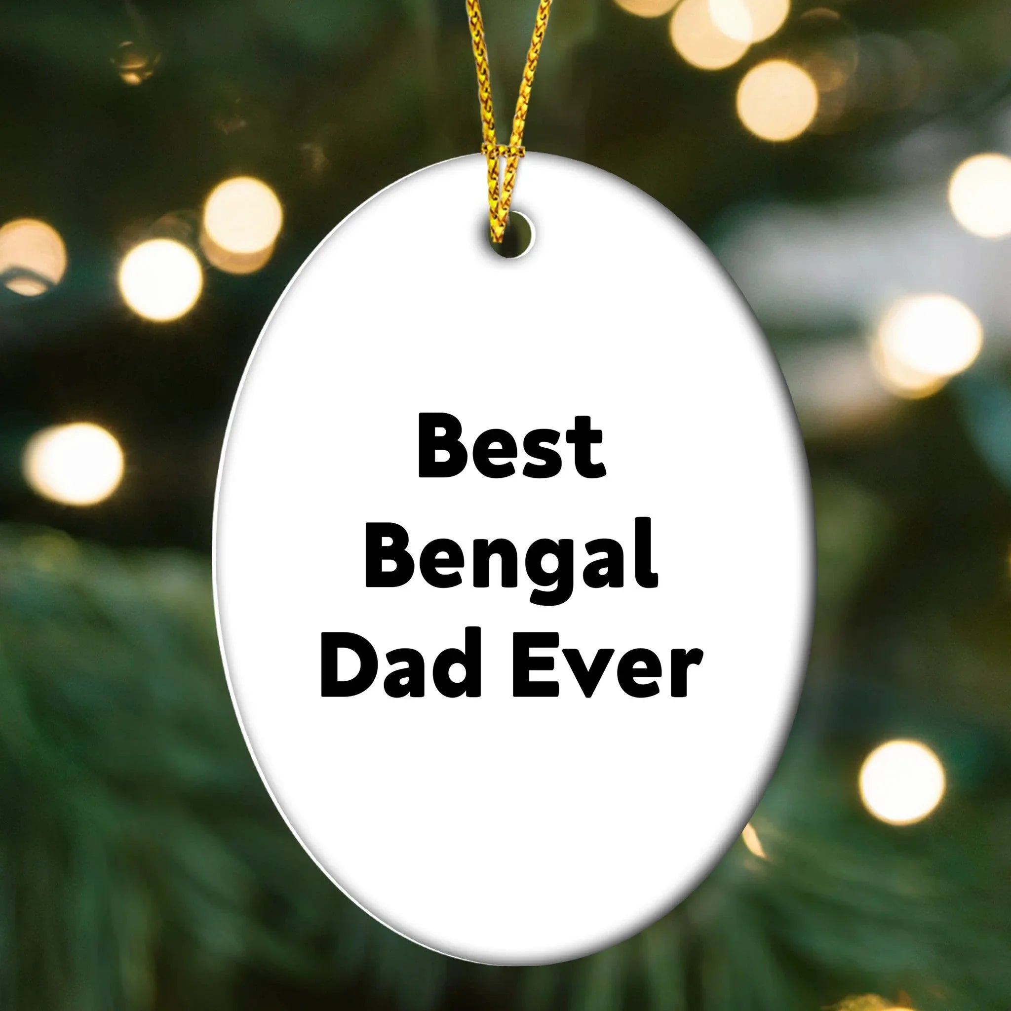 Bengal Dad Funny Cat Lover Oval Christmas Tree Ornament - Best Bengal Dad Ever