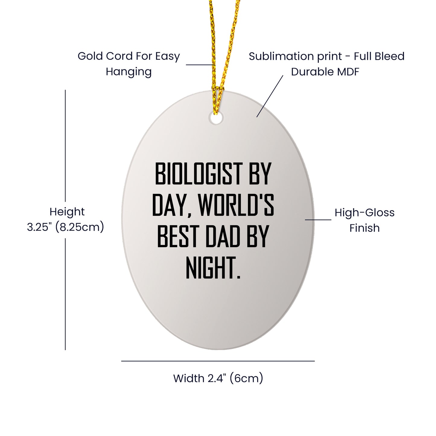 Biologist Gifts for Men, Funny Oval Ornament by Biologist By Day, World's Best Dad By Night., Christmas Unique Gifts from Dad to Son