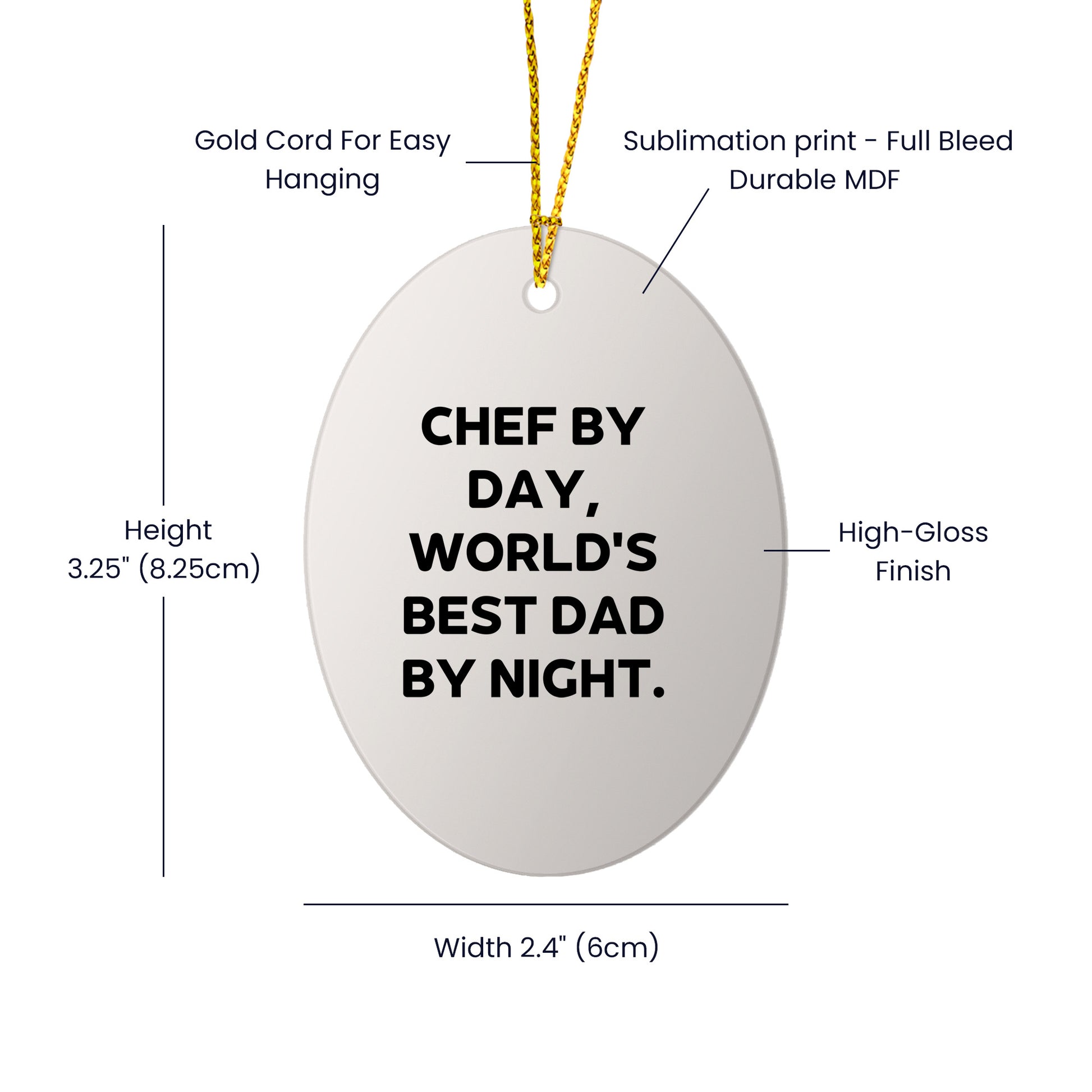 Chef By Day, World's Best Dad By Night Oval Christmas Tree Ornament Gifts - Mallard Moon