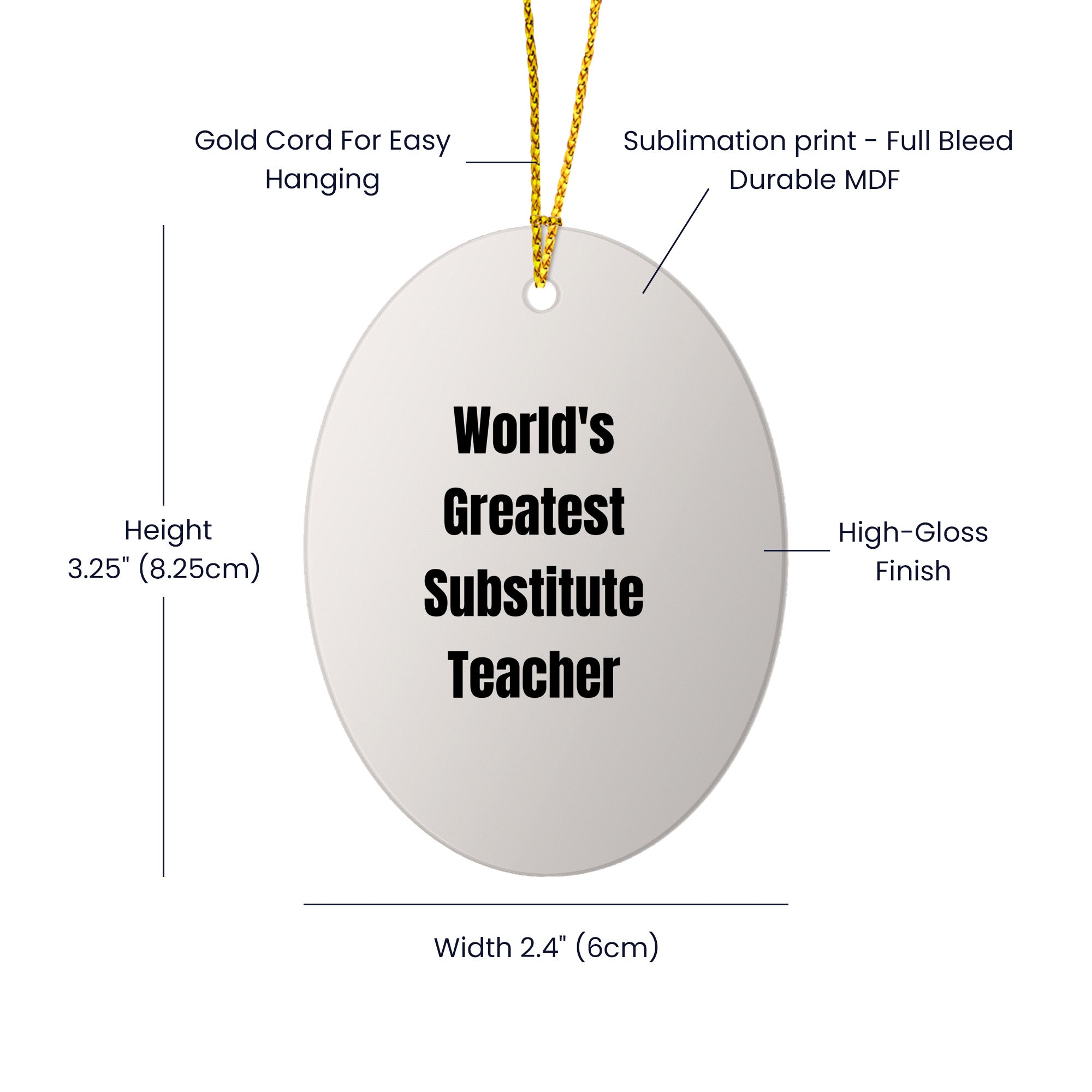 Amazing Substitute Teacher Oval Ornament With Funny Quote Keepsake