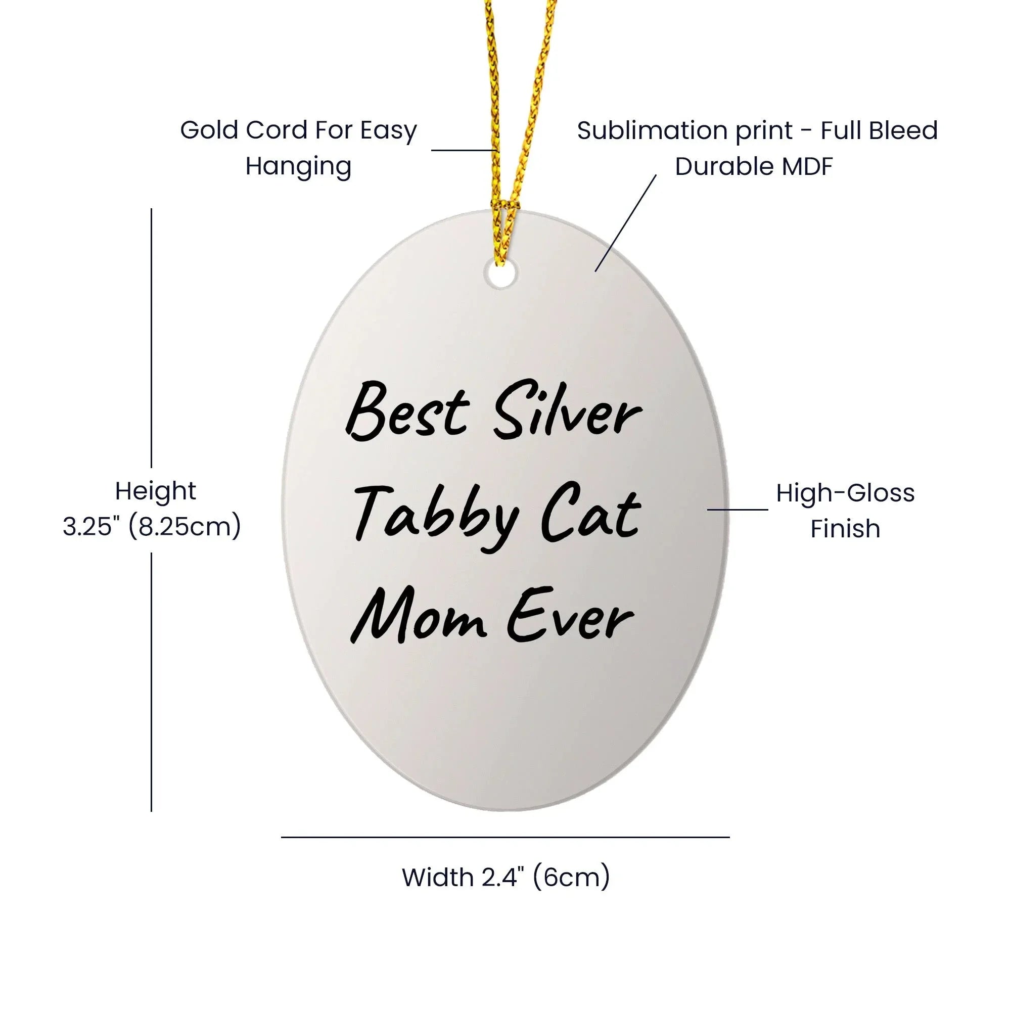 Funny Silver Tabby Cat Mom Gifts from Men to Women Oval Christmas Ornaments for Home Decor