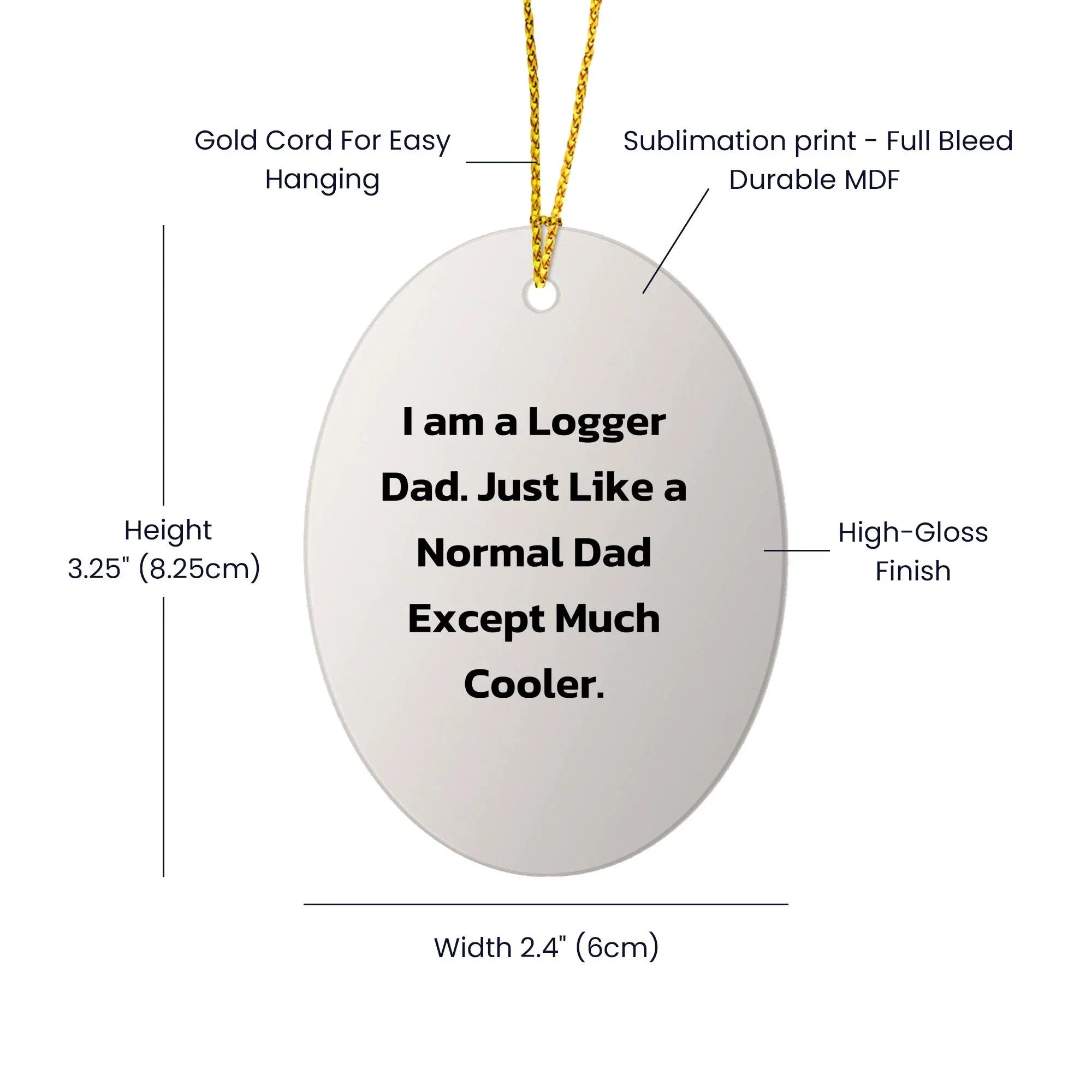 Funny Logger Dad Gift, 'I Am A Logger Dad...' Oval Ornament, Unique Christmas Unique Gift