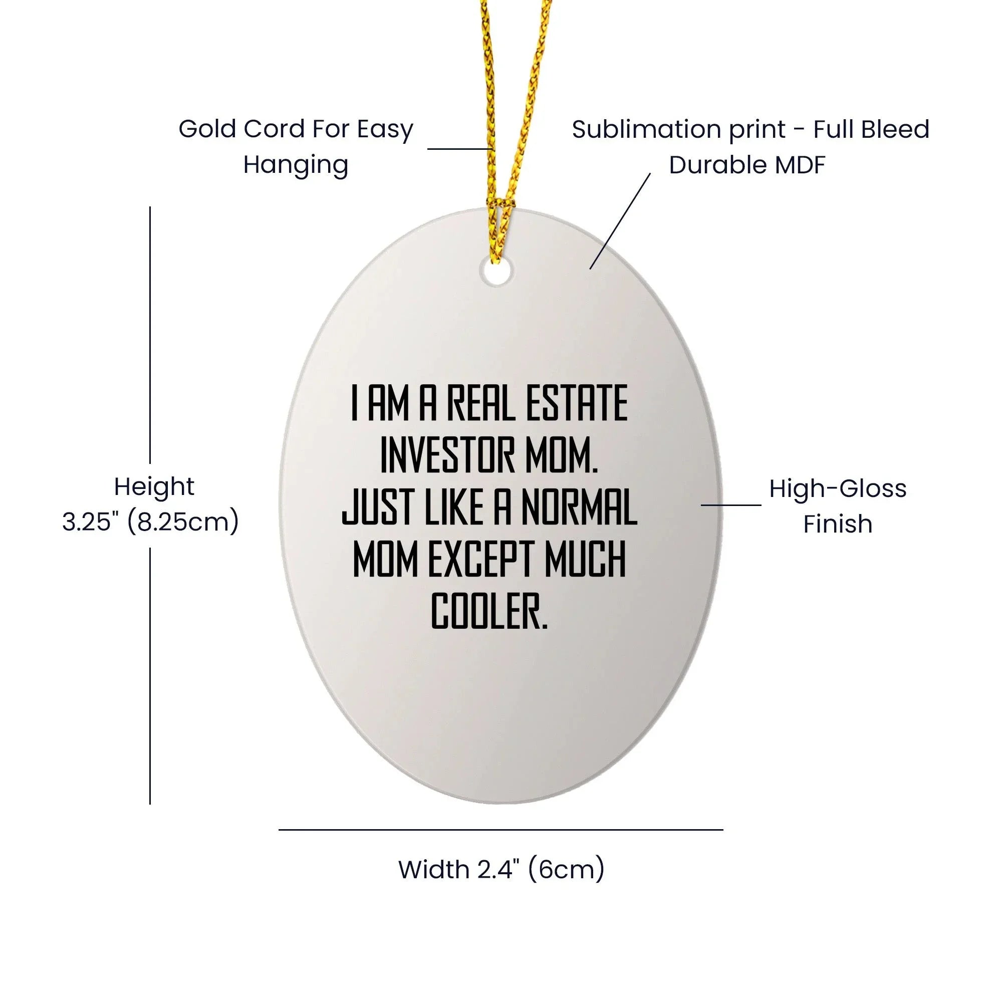 Real Estate Investor Gifts from Friends - Oval Ornament with Funny Quote - Christmas Unique Presents for Real Estate Investor Mom