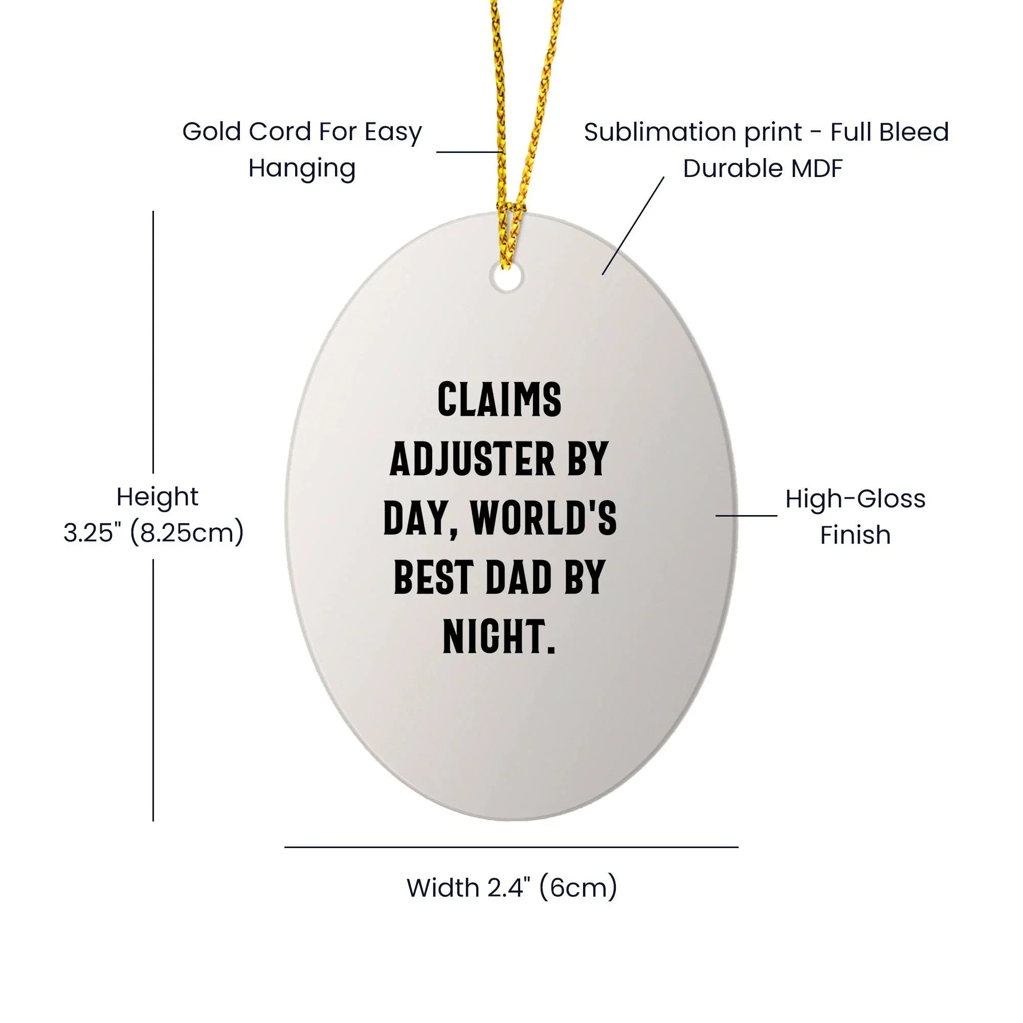 Claims Adjuster Gifts, Funny Quote Oval Ornament for Christmas - Gifts from Friends, Coworkers, Family