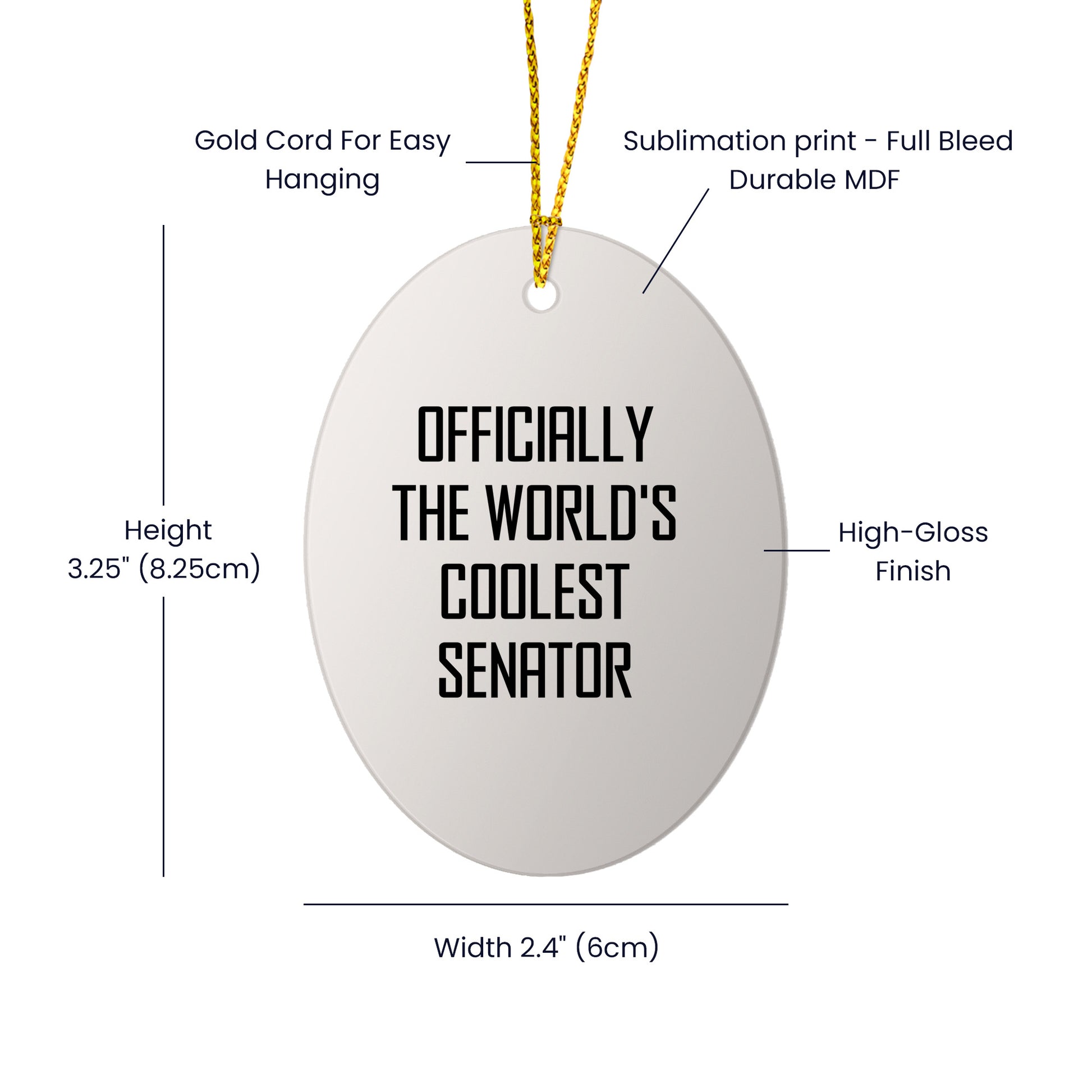 Funny Senator Oval Ornament Gifts from Friends - Officially The World's Coolest Senator - Christmas Unique Gifts for Senator - Mallard Moon