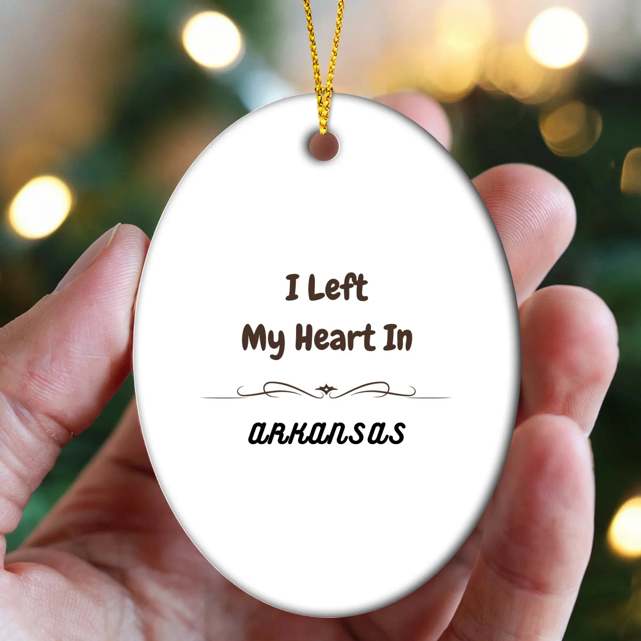I Left My Heart in Arkansas Ornament – Oval MDF State Keepsake Gift