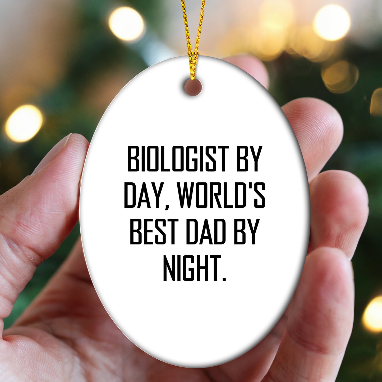 Biologist Gifts for Men, Funny Oval Ornament by Biologist By Day, World's Best Dad By Night., Christmas Unique Gifts from Dad to Son