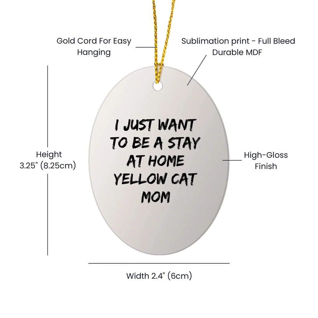 Funny Yellow Cat Mom Christmas Oval Ornament Gifts from Family or Friends