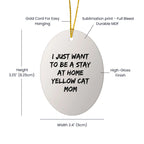 Funny Yellow Cat Mom Christmas Oval Ornament Gifts from Family or Friends