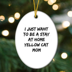 Funny Yellow Cat Mom Christmas Oval Ornament Gifts from Family or Friends