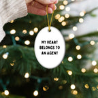 Funny Agent Gifts - My Heart Belongs To An Agent Oval Ornament, Perfect for Christmas Unique Gifts from Friends or Family