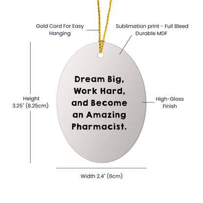 Motivational Pharmacist Gifts from Friends - Oval Ornament for Amazing Pharms - 'Dream Big, Work Hard, And Become An Amazing Pharmacist.'