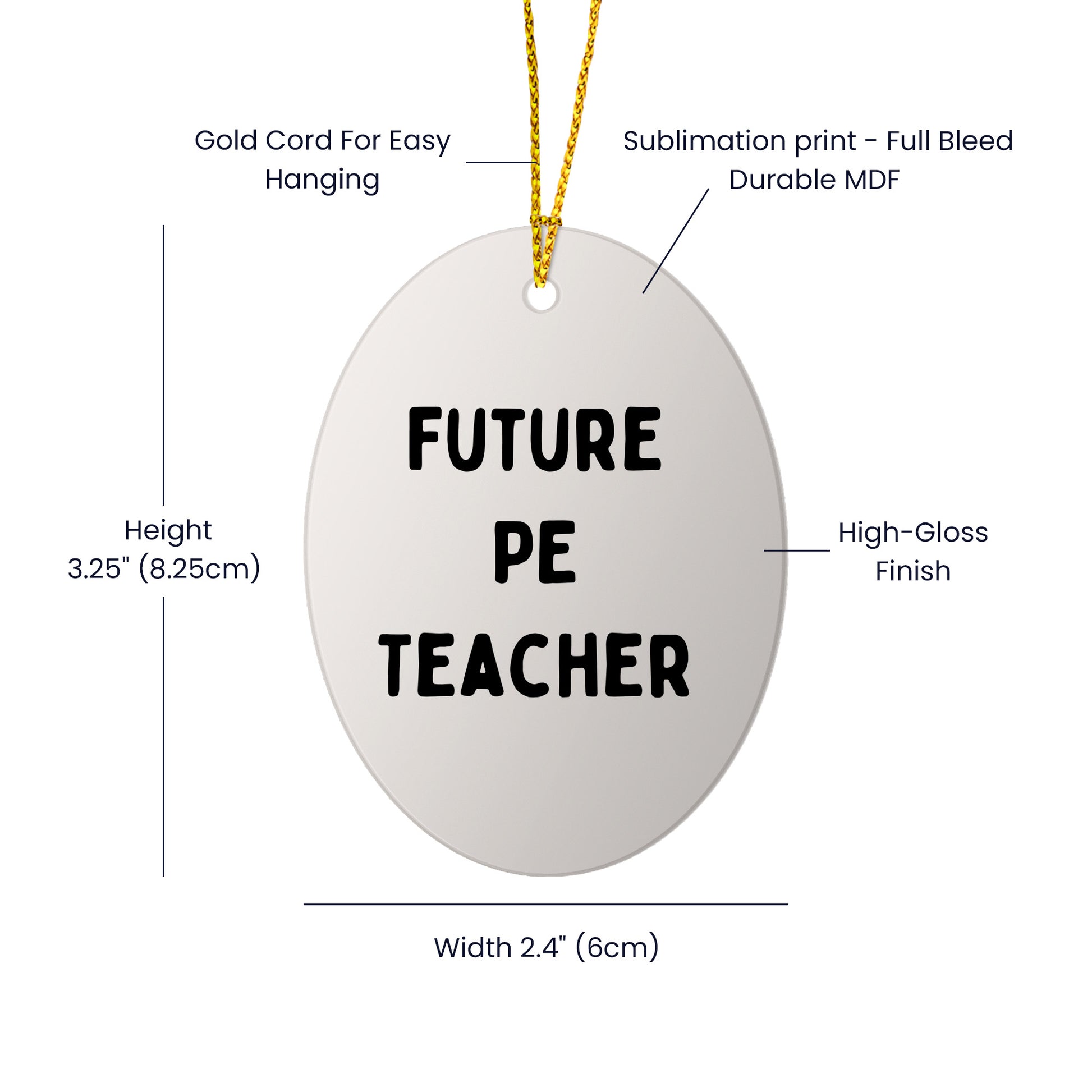 Funny PE Teacher Oval Christmas Ornament 'Future PE Teacher' Appreciation Birthday Gifts