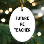 Funny PE Teacher Oval Christmas Ornament 'Future PE Teacher' Appreciation Birthday Gifts