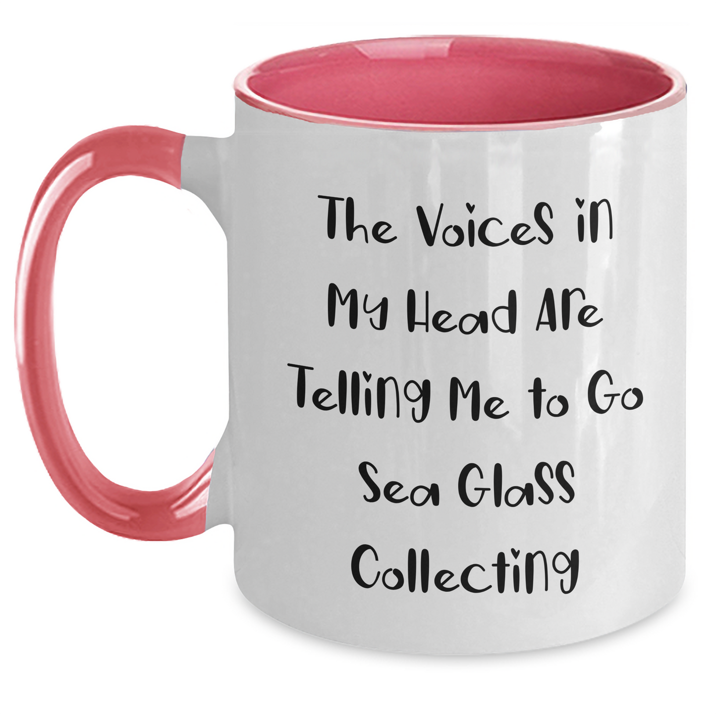Funny Sea Glass Collecting Gifts for Him - 'The Voices In My Head Are Telling Me To Go Sea Glass Collecting' Two Tone Coffee Mug, Father's Day Unique Gifts from Family - Main