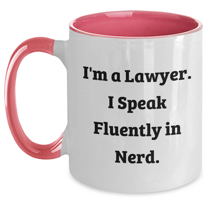 Funny Lawyer Gifts from Men - 'I'm A Lawyer. I Speak Fluently In genius.' Quote Two Tone Coffee Mug for Mother's Day - Main