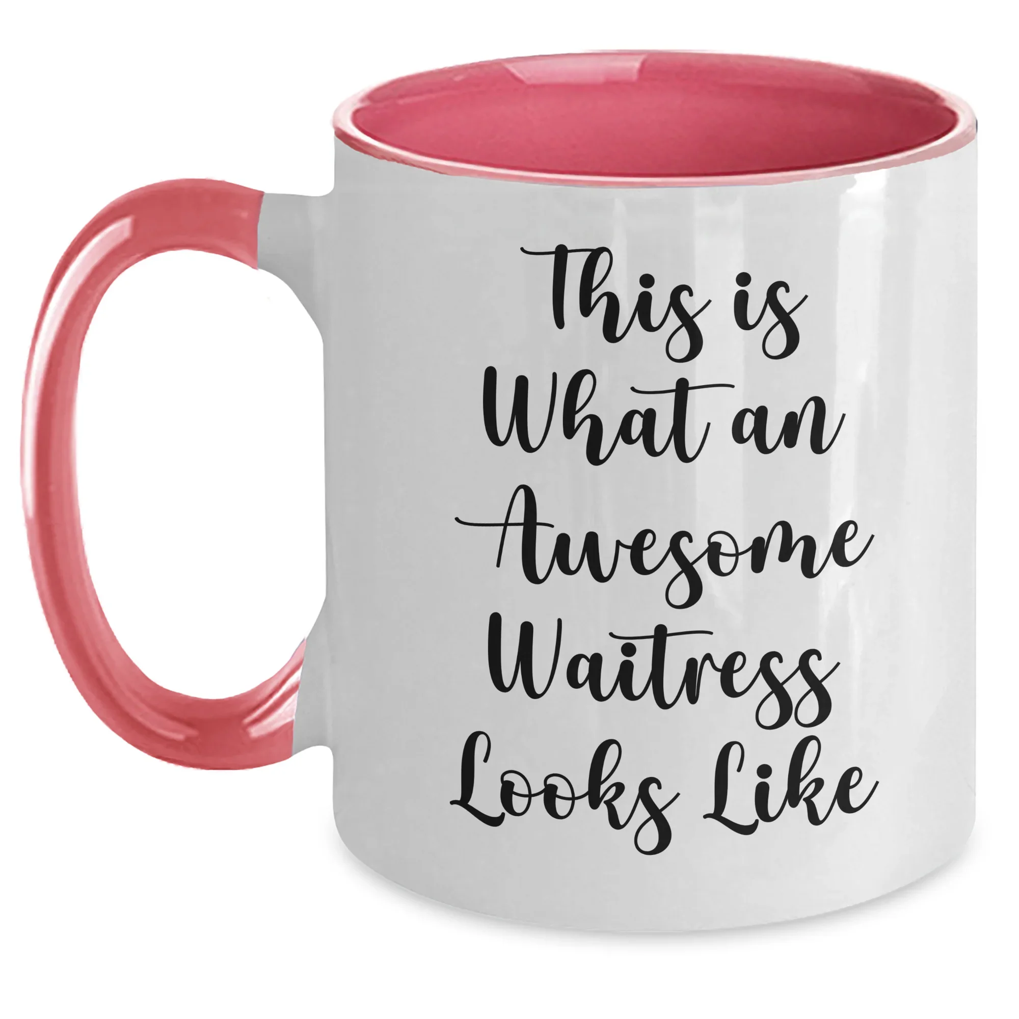 Funny Waitress Gifts from Family, Gifts for Waitress - This Is What An Awesome Waitress Looks Like Two Tone Coffee Mug, Father's Day Unique Gifts