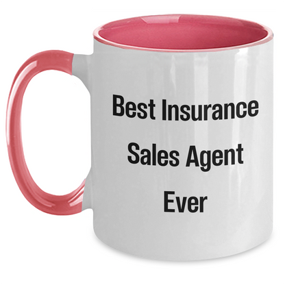 Funny Insurance Sales Agent Gifts for Men - Best Insurance Sales Agent Ever Two Tone Coffee Mug, Graduation Unique Gifts from Family - Main
