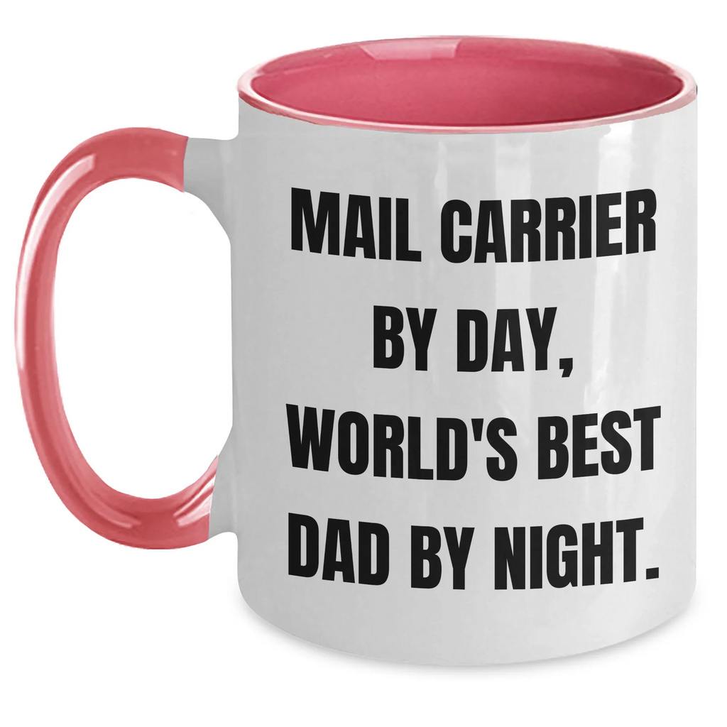 Funny Mail Carrier Gifts from Men to World's Best Dad - Two Tone Coffee Mug, Father's Day Unique