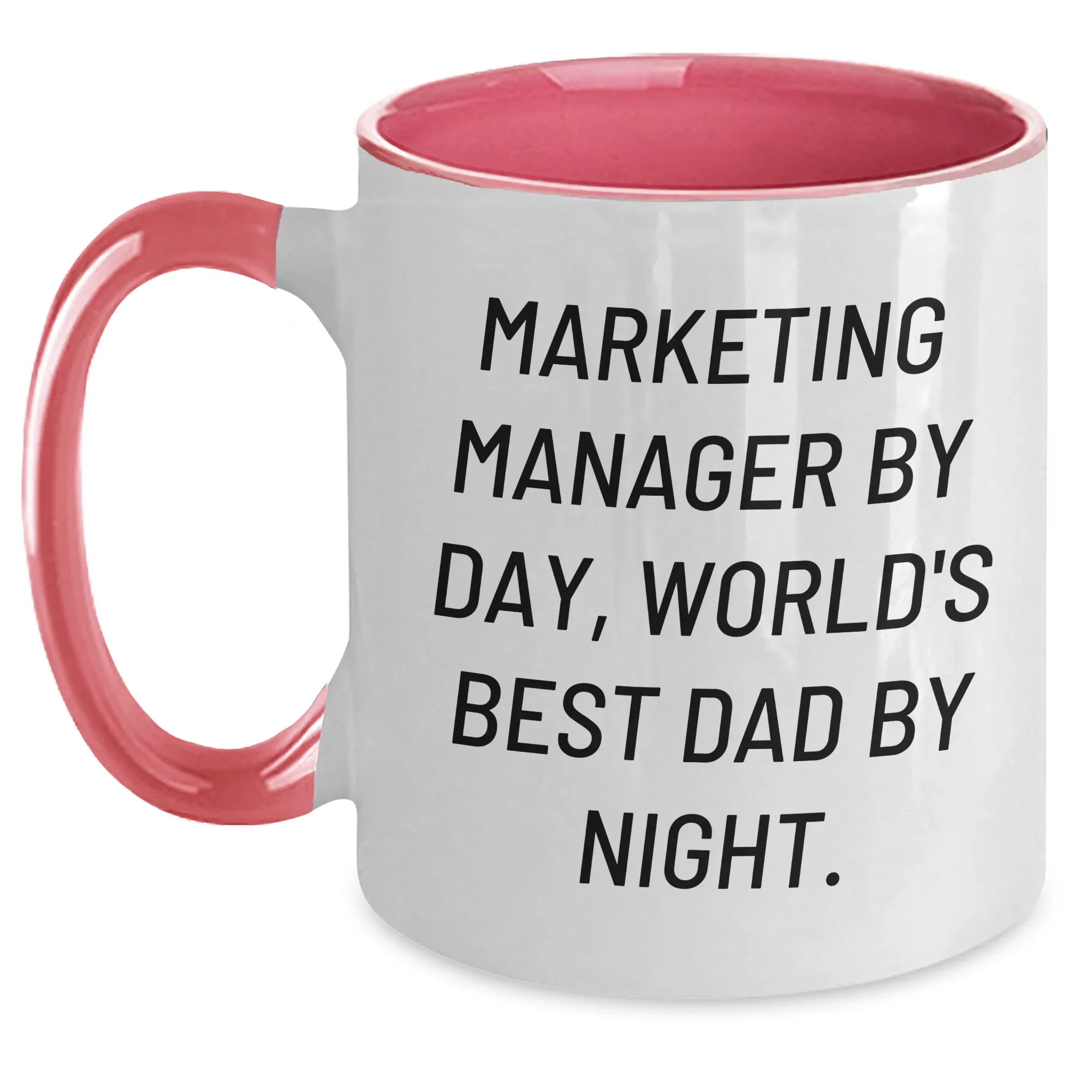Marketing Manager Humor Funny Two Tone Coffee Mug Gifts from Dad to Marketing Manager by Day World's Best Dad by Night, Unique Father's Day Unique Gifts for Marketing Manager
