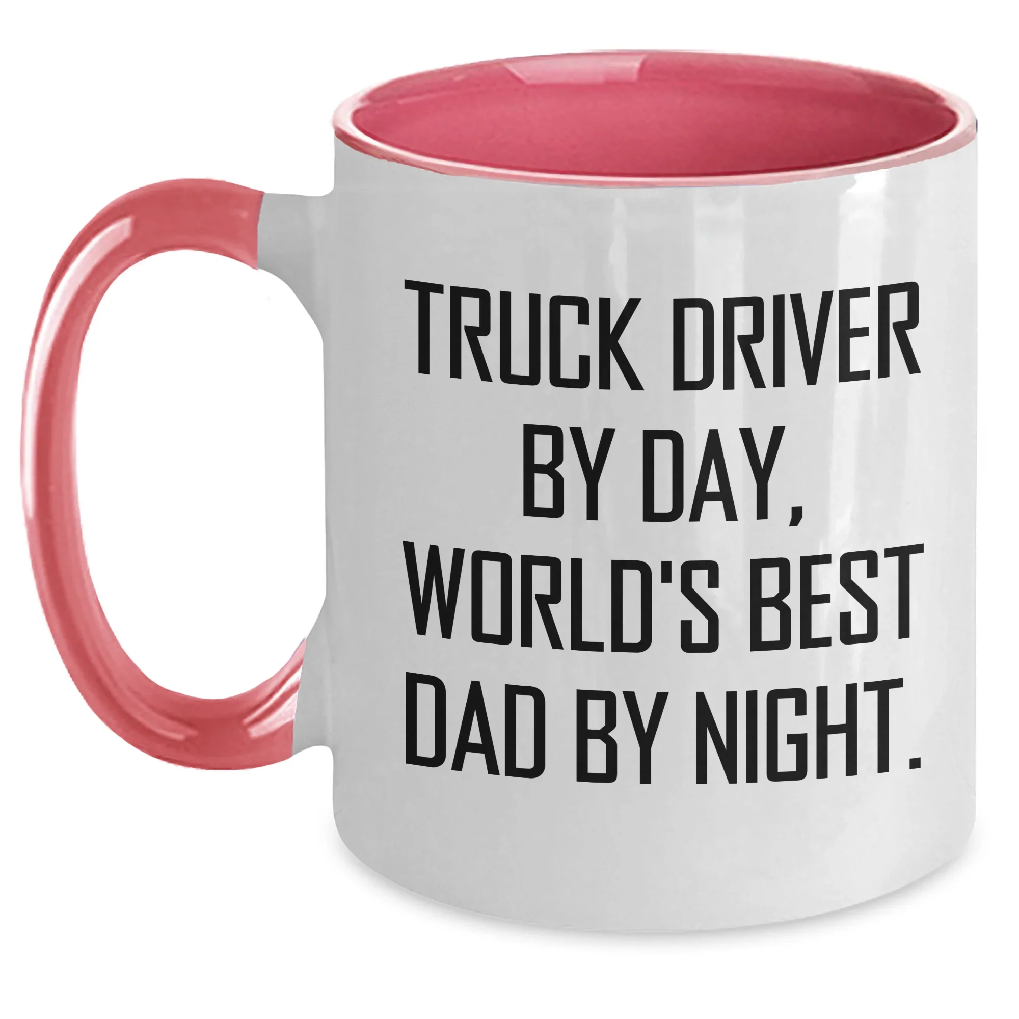 Truck Driver Gifts - Funny Two Tone Coffee Mug for Men, 'Truck Driver By Day, World's Best Dad By Night' Graduation Unique Gifts from Friends