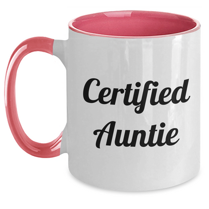 Funny Auntie Certified Gifts from Men to Auntie for Graduation Unique Two Tone Coffee Mugs - Main