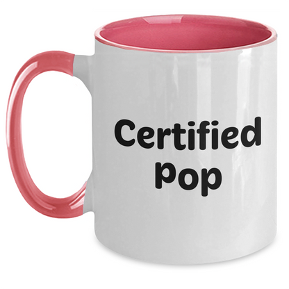 Funny Pop Certified Gifts from Friends, Family, and Coworkers for Pop on Father's Day, Two Tone Coffee Mug - Main