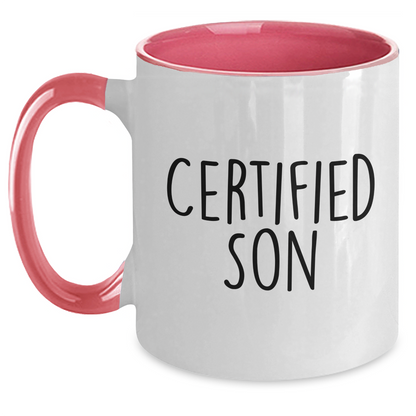 Funny Son Gift Ideas, 'Certified Son' Two Tone Coffee Mug for Men, Father's Day Unique Gifts from Family, Friends, or Coworkers - Main