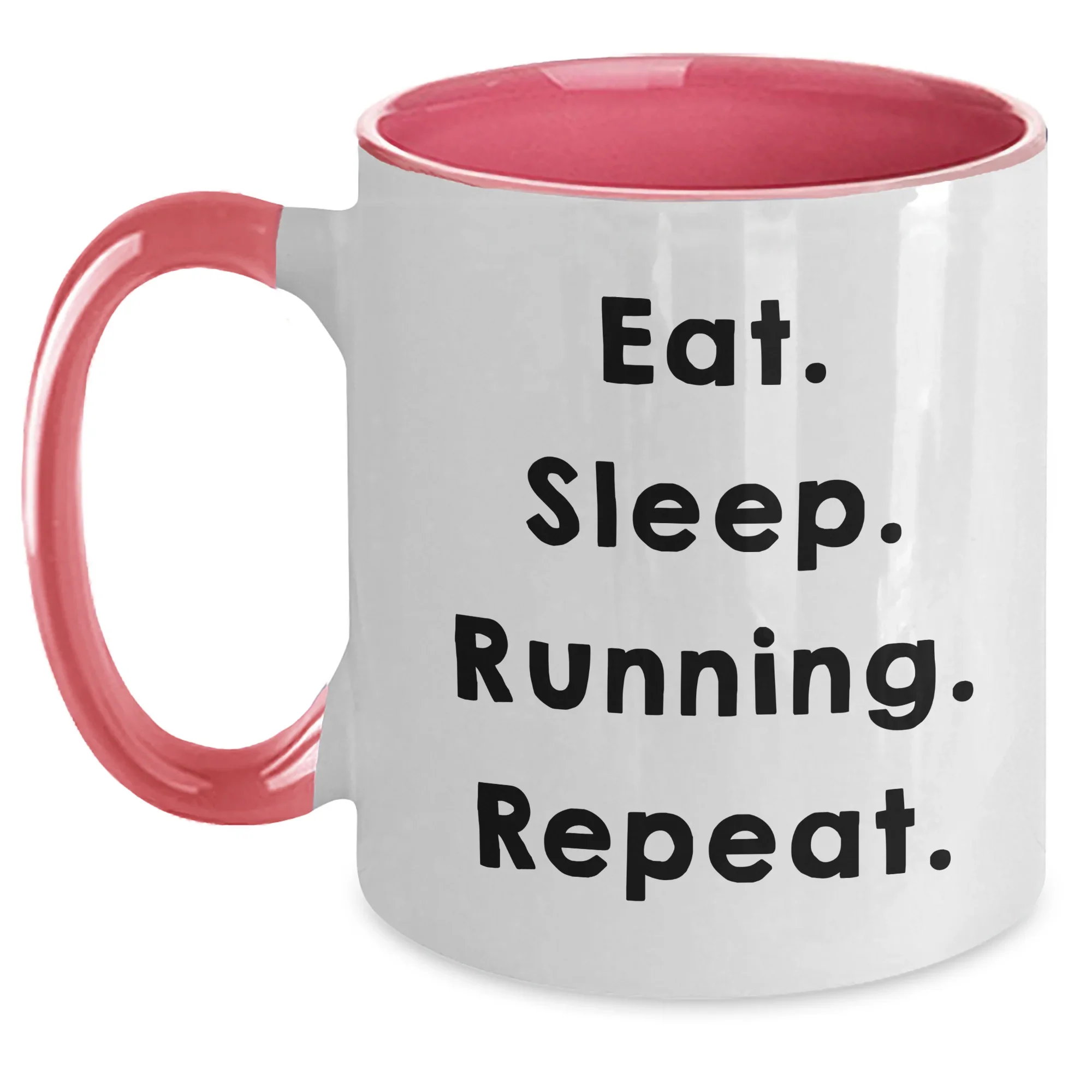 Funny Running Quotes Gifts from Dad to Running Men on Father's Day, Two Tone Coffee Mug, Eat. Sleep. Running. Repeat.