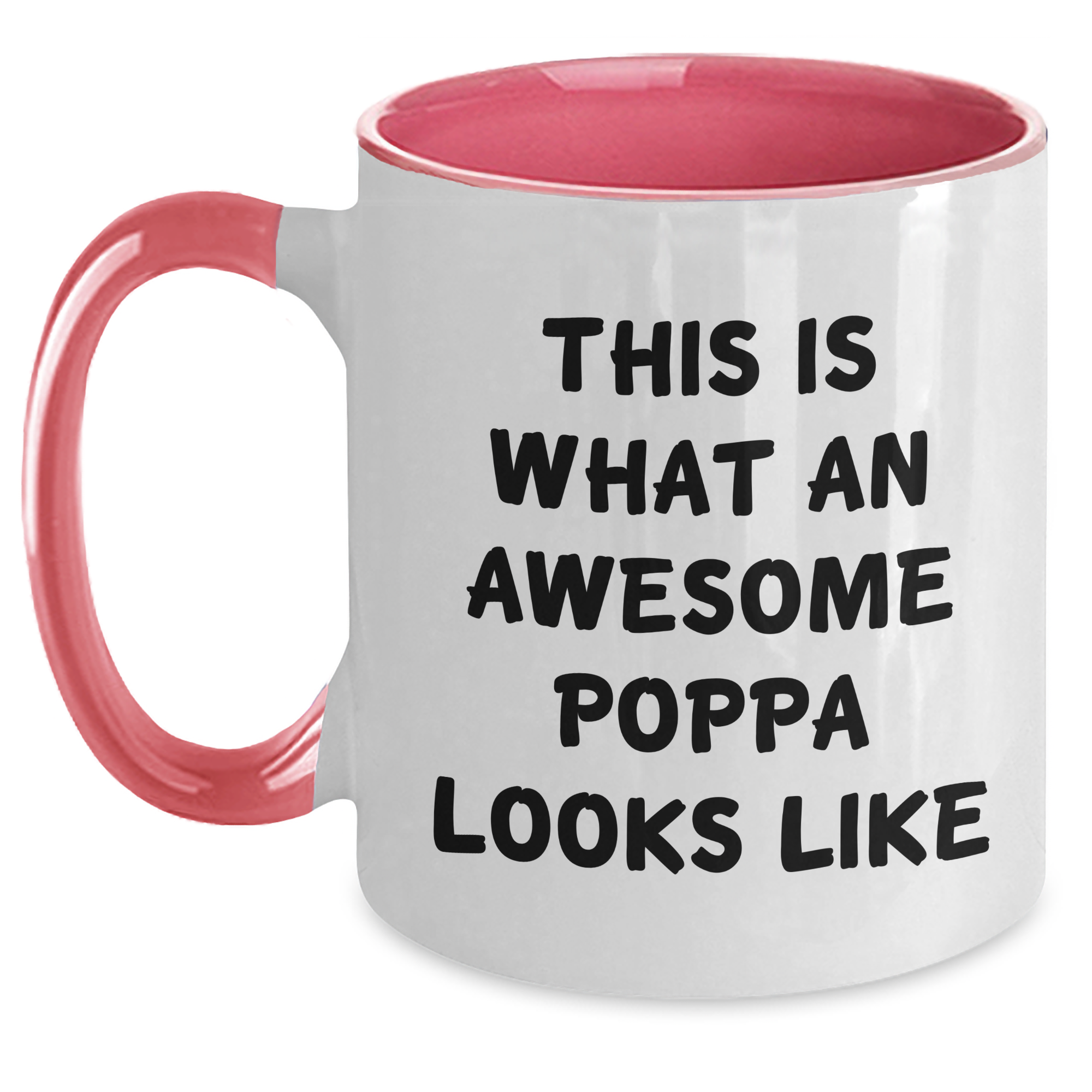 Funny Poppa Gifts for Men, Two Tone Coffee Mug - 'This Is What An Awesome Poppa Looks Like', Gifts from Friends and Family for Father's Day