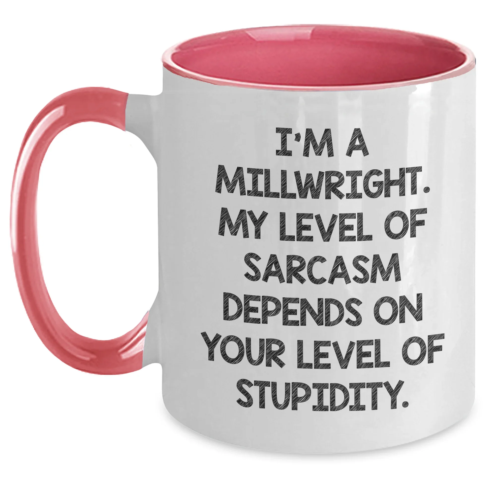 Funny Millwright Gifts - I'm A Millwright. My Level Of Sarcasm Depends On Your Level Of Stupidity. - 11oz Two Tone Coffee Mug, Gifts from Men to Millwright, Mother's Day Unique Gifts