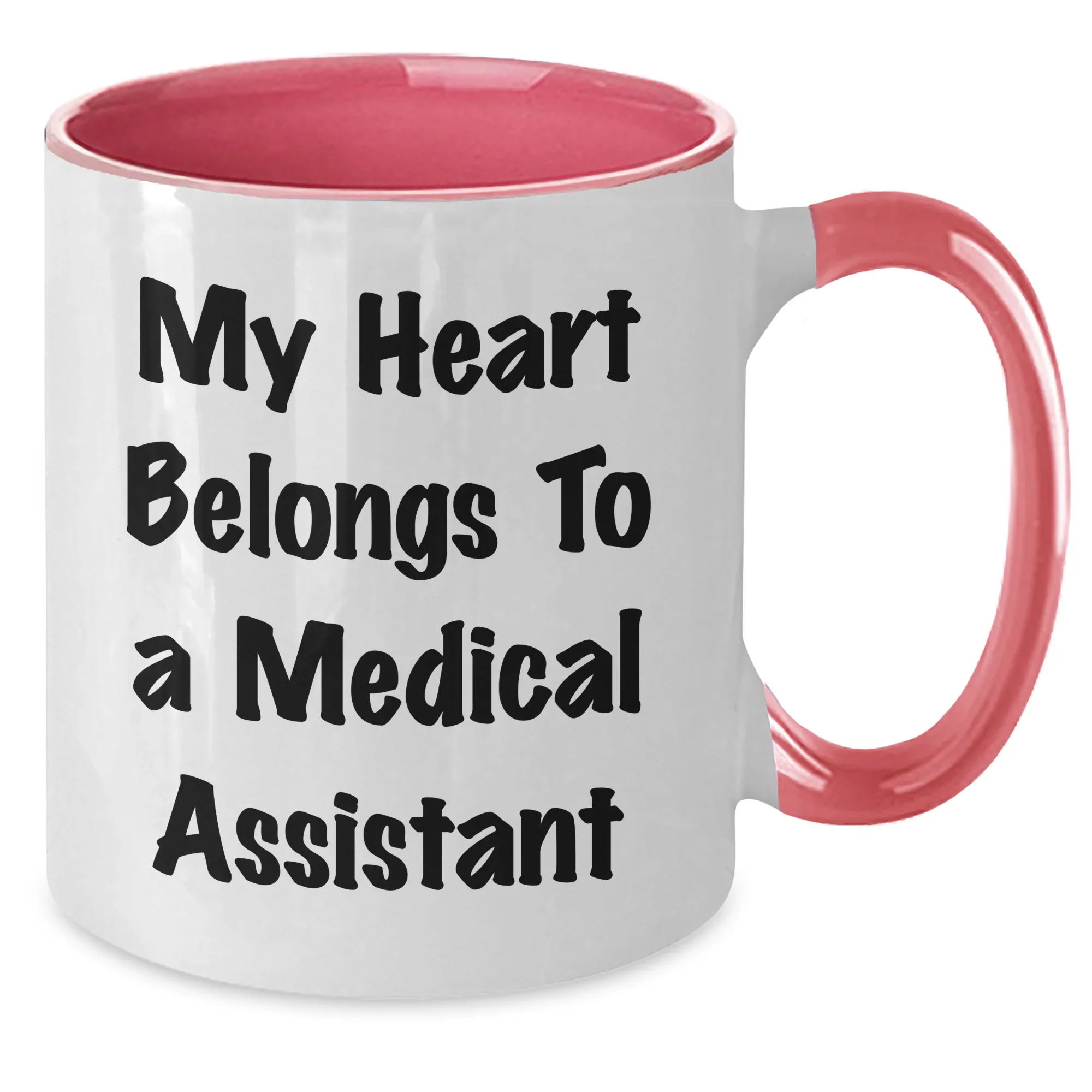 Funny Medical Assistant Gifts from Friends to Medical Assistants, My Heart Belongs To A Medical Assistant Two Tone Coffee Mug for Graduation Unique Gifts