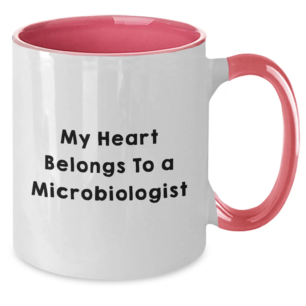 Funny Microbiologist Gifts from Friends for Graduation Unique Two Tone Coffee Mug My Heart Belongs To A Microbiologist