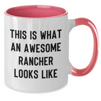 Funny Rancher Gifts from Men, Gift Ideas for Awesome Ranchers on Father's Day, Two Tone Coffee Mug