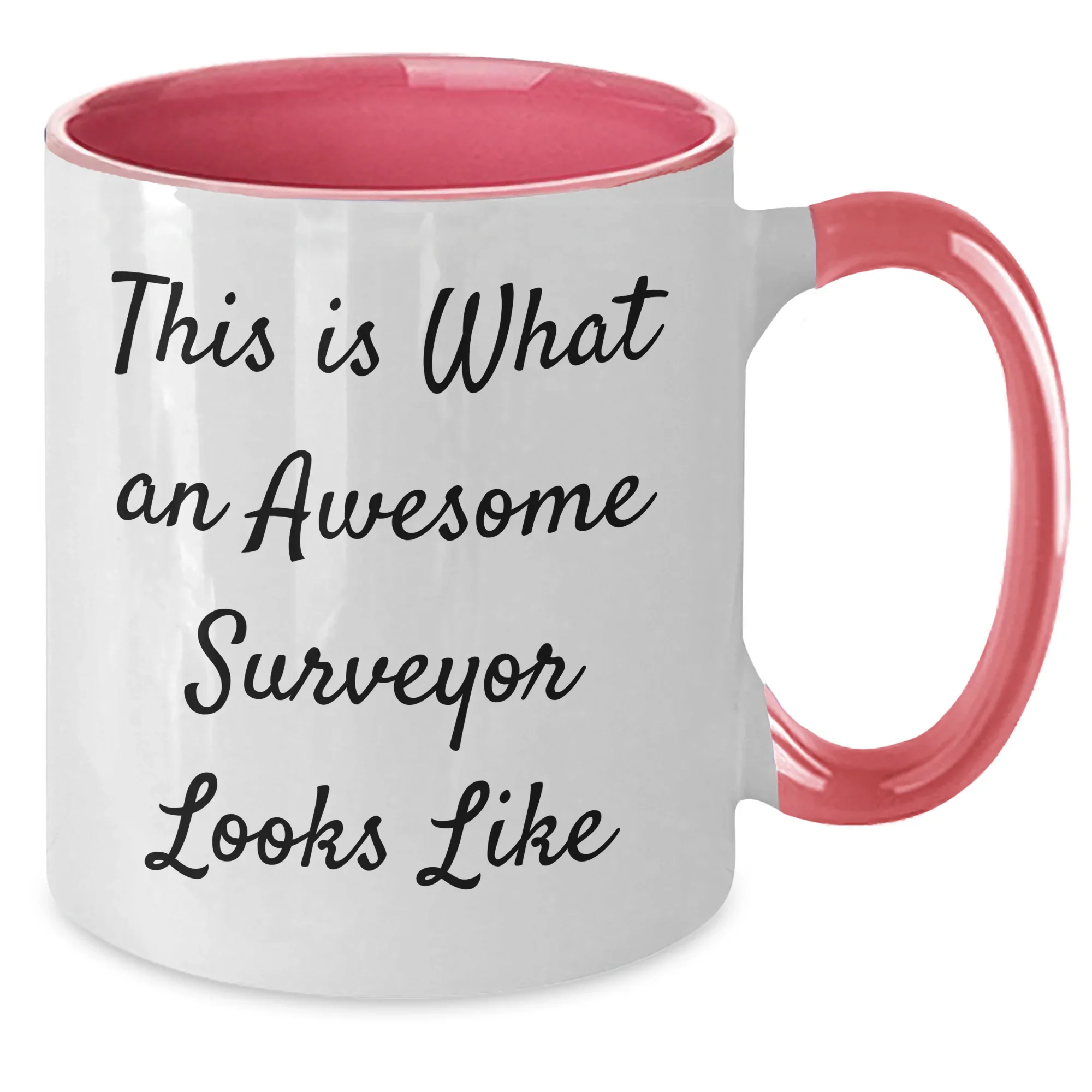 Funny Surveyor Gifts for Mom on Mother's Day - Two Tone Coffee Mug, 'This Is What An Awesome Surveyor Looks Like' Quote, Gifts from Family