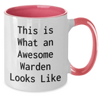 Funny Warden Gifts from Men - This Is What An Awesome Warden Looks Like Two Tone Coffee Mug for Father's Day Unique Gifts