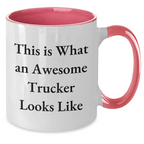 Trucker Two Tone Coffee Mug - Inspirational Gifts for Men from Friends, Unique Father's Day Present