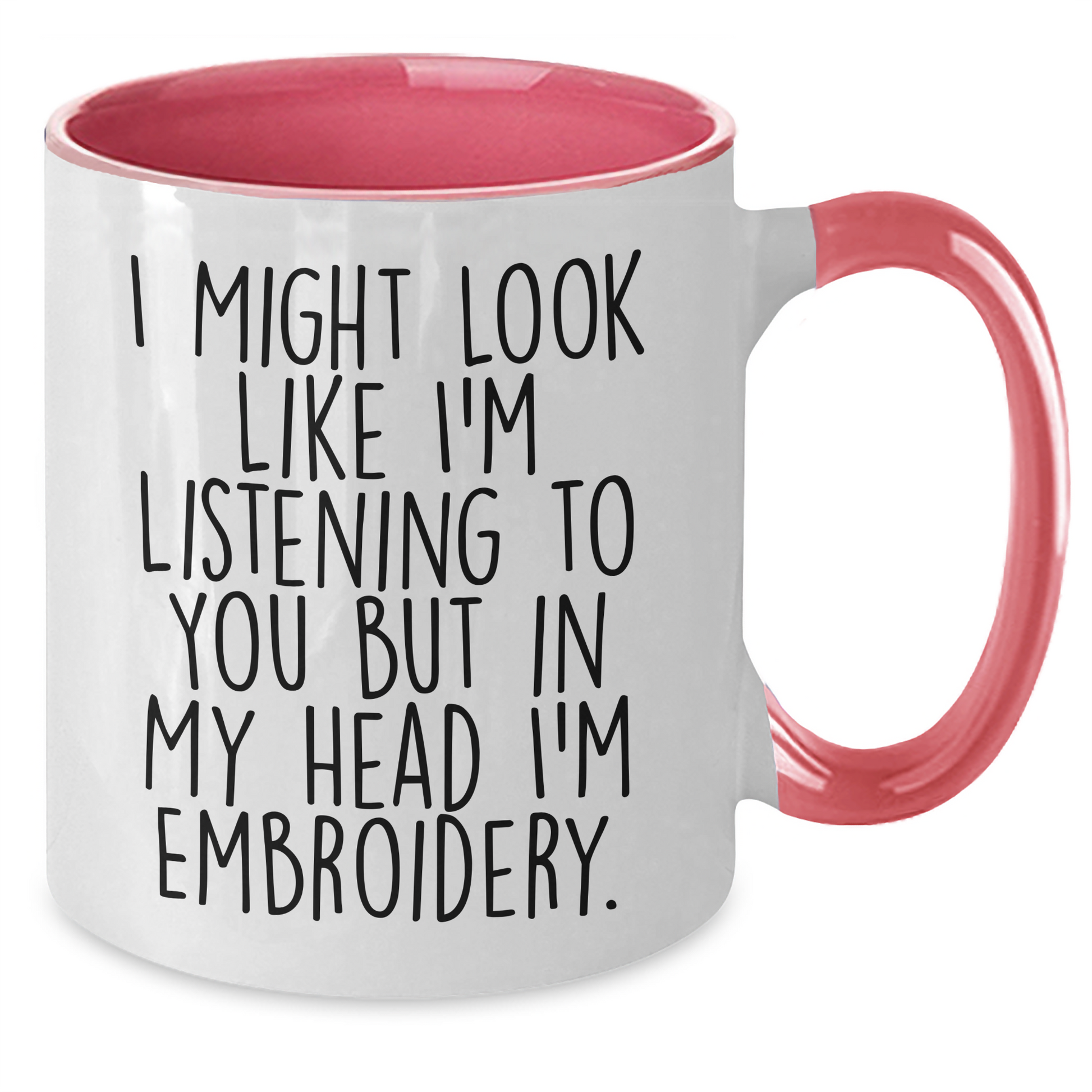 Funny Embroidery Gifts for Men from Dad, I Might Look Like I'm Listening to You But In My Head I'm Embroidery Two Tone Coffee Mugs, Father's Day Unique Gifts - Additional