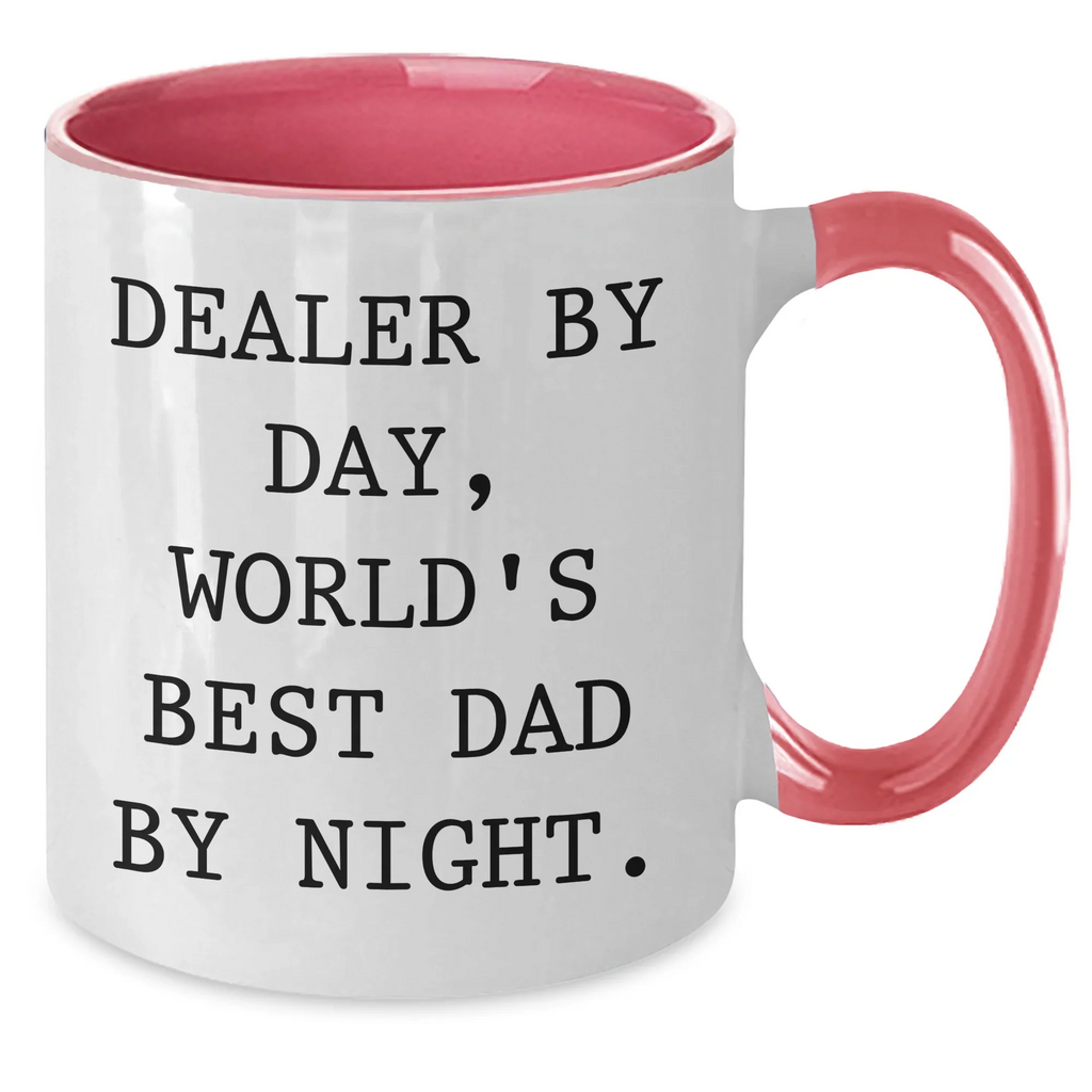 Funny Dealer Gifts from Dad - Two Tone Coffee Mug, World's Best Dad By Night, Graduation Unique Gifts for Men