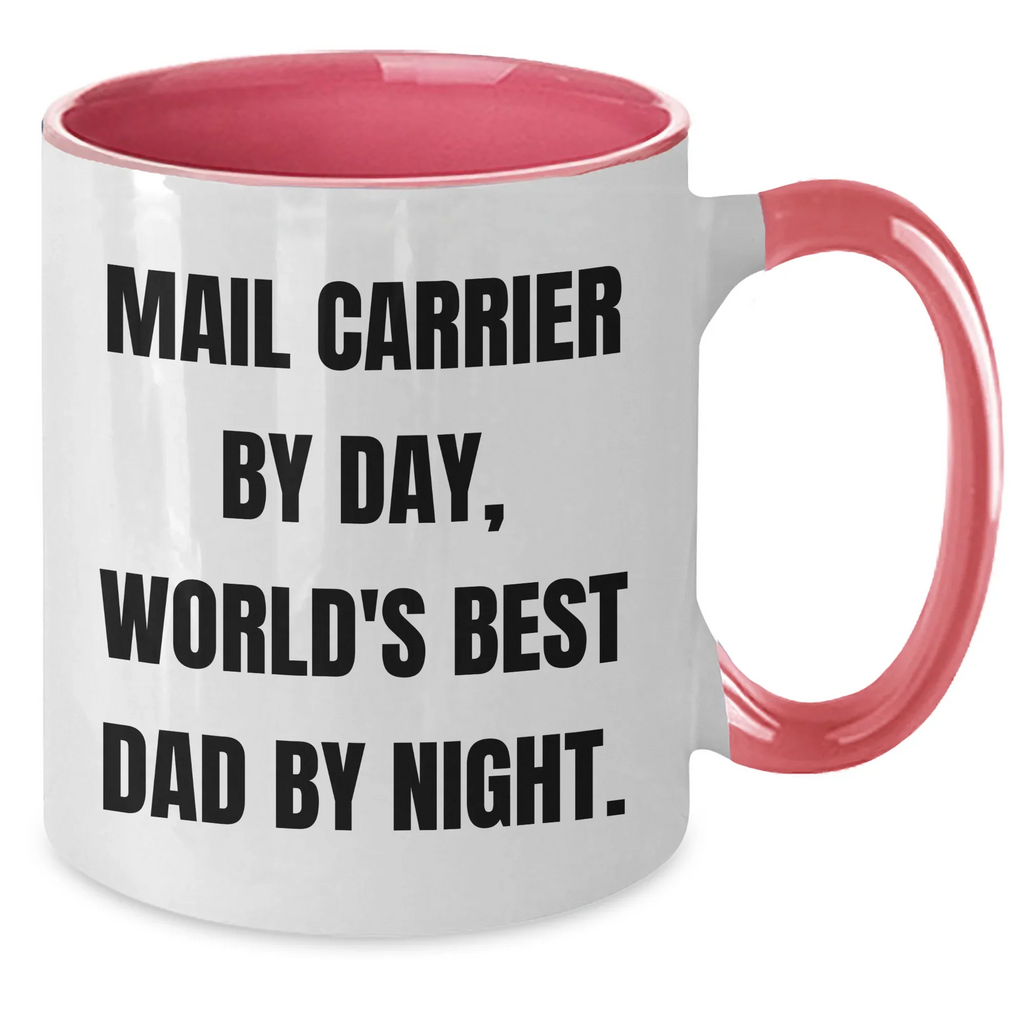 Funny Mail Carrier Gifts from Men to World's Best Dad - Two Tone Coffee Mug, Father's Day Unique