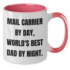 Funny Mail Carrier Gifts from Men to World's Best Dad - Two Tone Coffee Mug, Father's Day Unique