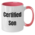 Funny Son Gifts from Mom to Son, Two Tone Coffee Mug for Him, Father's Day Unique Gifts