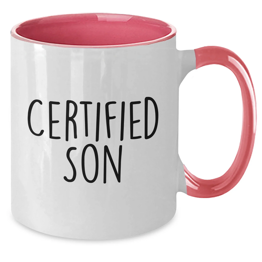Funny Son Gift Ideas, 'Certified Son' Two Tone Coffee Mug for Men, Father's Day Unique Gifts from Family, Friends, or Coworkers
