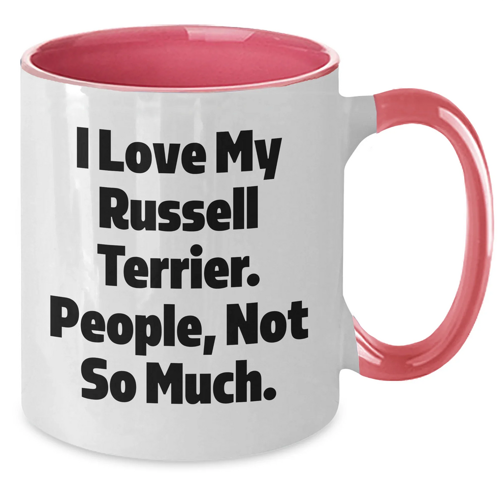 Russell Terrier Dog Lovers Gifts, Funny Coffee Mugs for Men, Two Tone Ceramic Mug from Friends for Father's Day