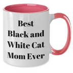 Funny Black and White Cat Mom Gifts - Two Tone Coffee Mug