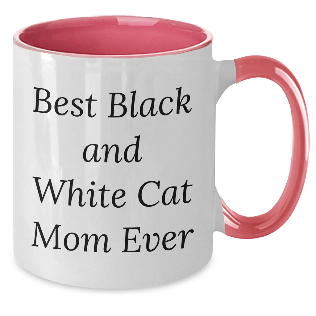 Funny Black and White Cat Mom Ever Gifts for Dad on Father's Day - Unique Two Tone Coffee Mug from Men to Friends