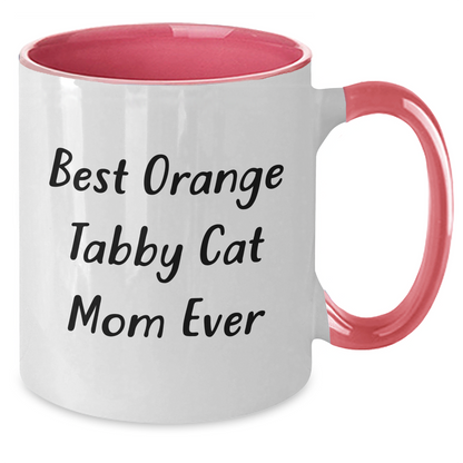 Funny Orange Tabby Cat Mom Gifts from Dad to Best Orange Tabby Cat Lover on Father's Day, Unique Two Tone Coffee Mug for Orange Tabby Cat Enthusiasts, Humorous Orange Tabby Cat Quote - Additional