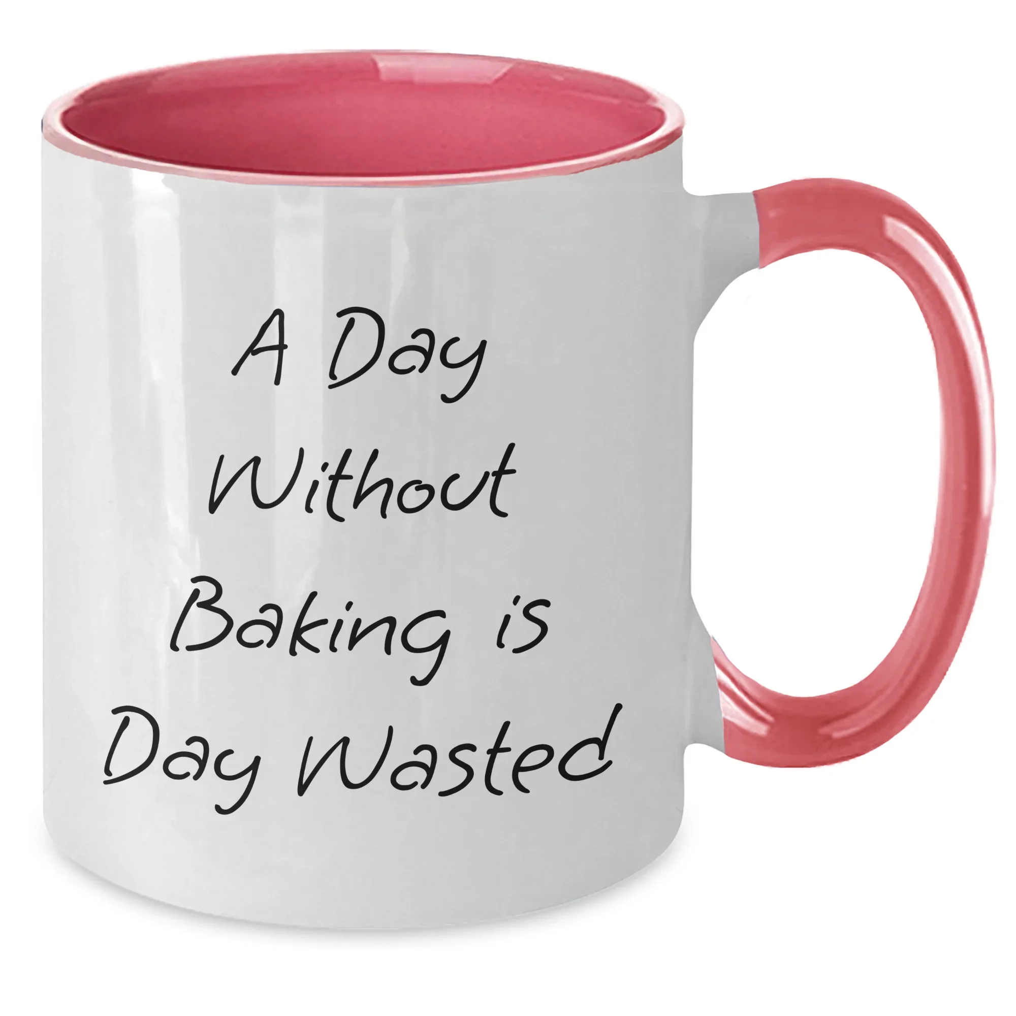 Funny Baking Gifts for Men from Friends - A Day Without Baking Is Day Wasted Two Tone Coffee Mug