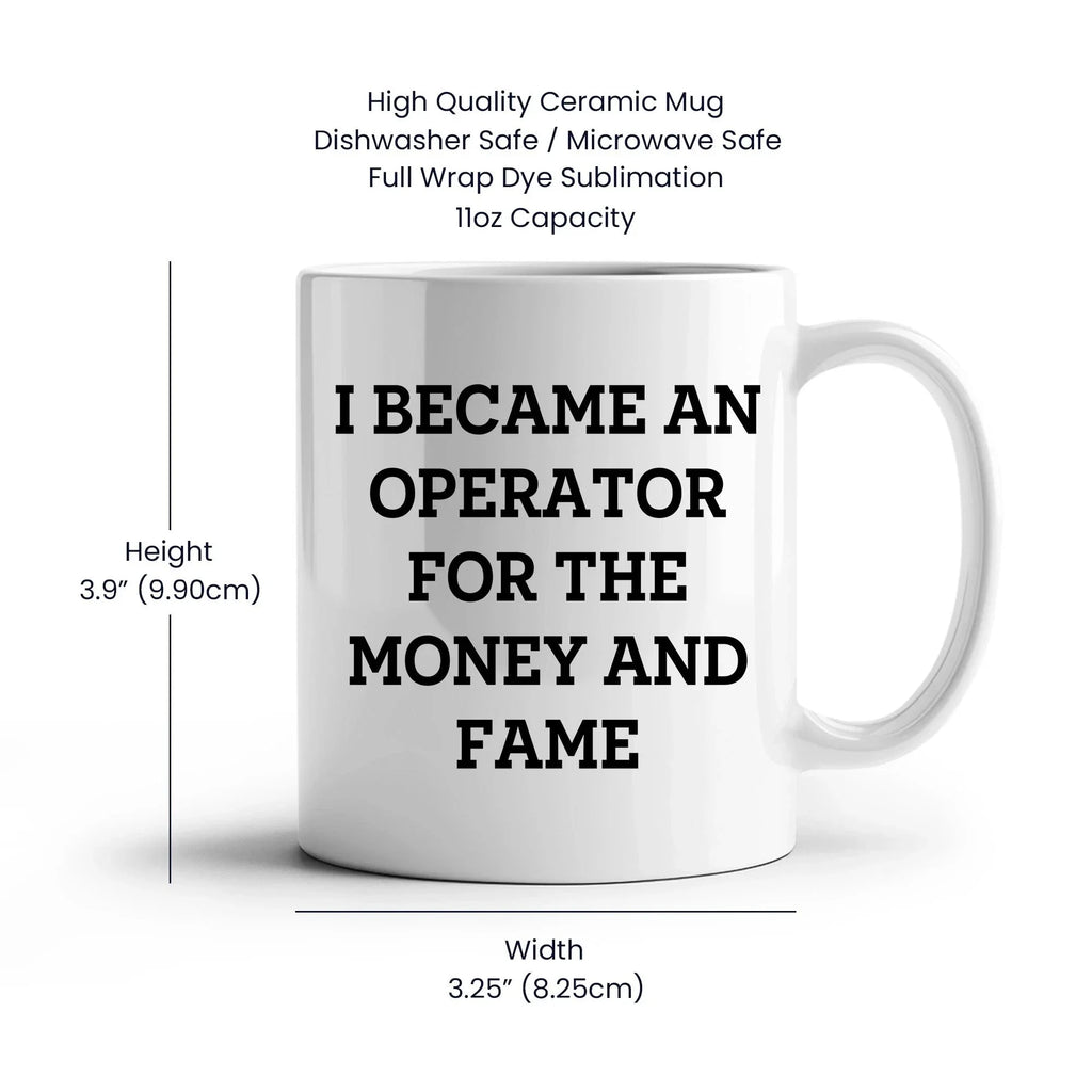 Funny Operator Gifts From Mom, Operator White Coffee Mug for Mother's Day - I Became An Operator For The Money And Fame